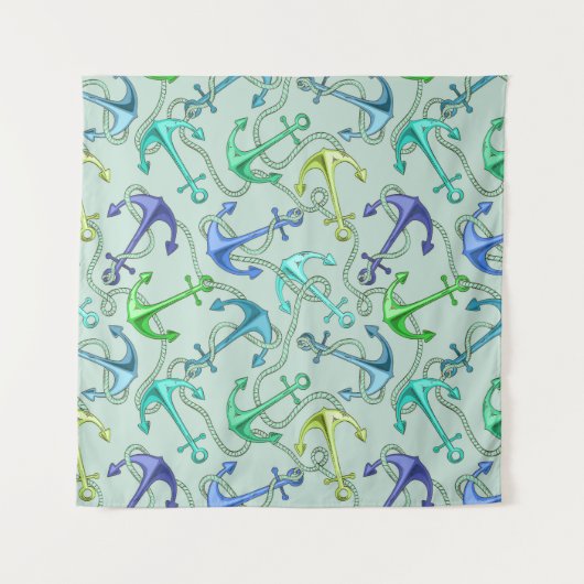 Zee Anchors en hellingspatroon Wandkleed (Voorkant)