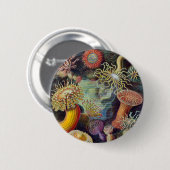 Zee Anemone Wetenschappelijke Natuur Oceaan Ronde Button 5,7 Cm (Voorkant /achterkant)