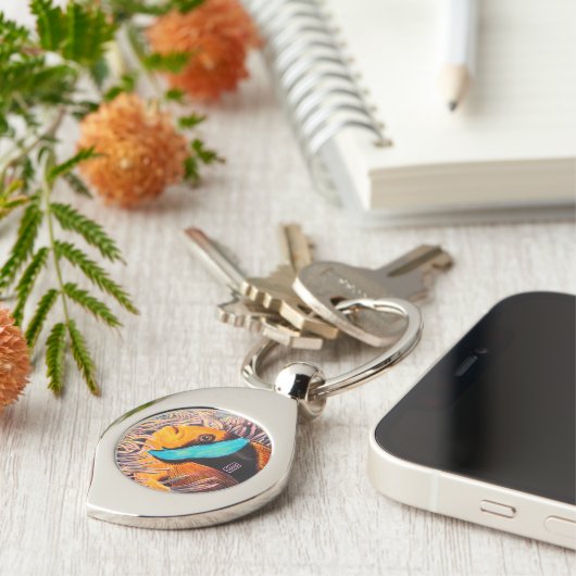 Zee Anemonefish Metal Swirl Sleutelhanger (Zijkant)