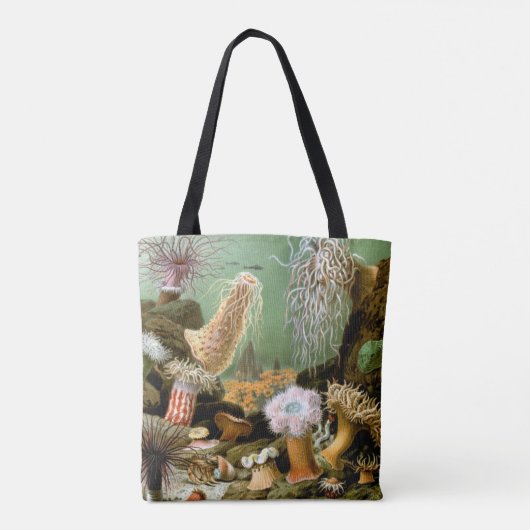 Zee Anemonen, Marine Life Ocean Animals Tote Bag (Achterkant)