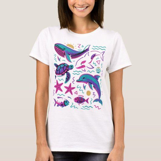 Zee Animal 90s Retro T-shirt | walvis voor de Natu (Voorkant)