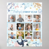 Zee Animal Kids Verjaardag Foto Milestone Sign Poster (Voorkant)