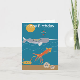 Zee Animal verjaardagskaart Kaart