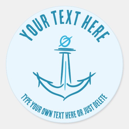 Zee anker. Sailor Gift Sjabloon Ronde Sticker (Voorkant)