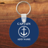 Zee ankerkapitein Naam toevoegen of Boat Naam Blau Sleutelhanger (Voorkant)