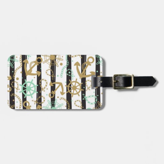 Zee-ankerpatroon Bagagelabel (Voorkant horizontaal)