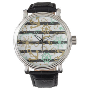 Zee-ankerpatroon Horloge