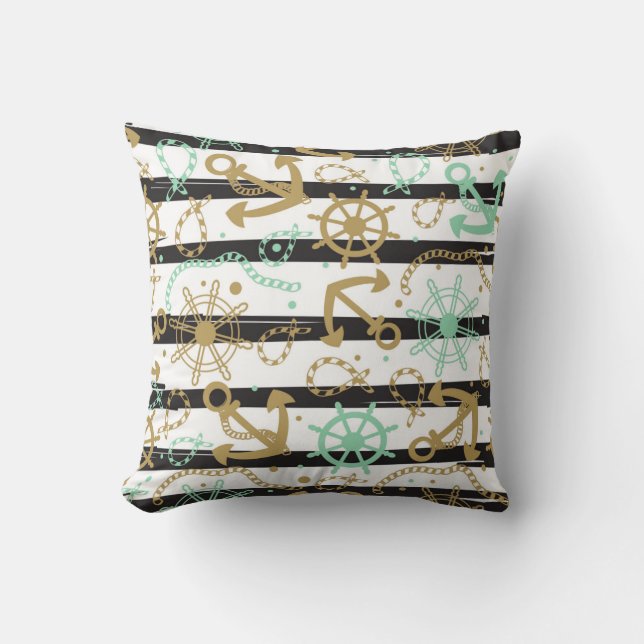 Zee-ankerpatroon Kussen (Voorkant)