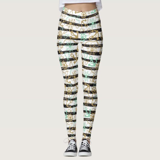 Zee-ankerpatroon Leggings (Voorkant)