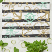 Zee-ankerpatroon Theedoek (Gevouwen)