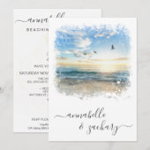 ** Zee artistieke RSVP - Beach Ocean QR AR7 Wedden Kaart (Voorkant / Achterkant)