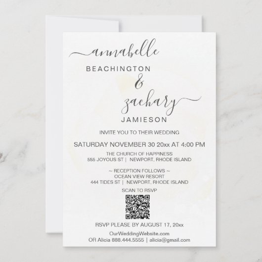 *~* Zee Artistieke RSVP - Strand Oceaan QR AR7 Huw Kaart (Achterkant)