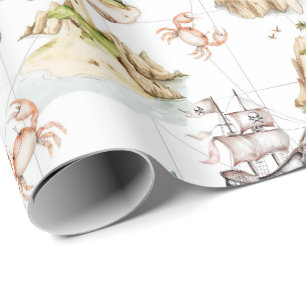 Zee avontuur Schatkaart kompas Cadeaupapier