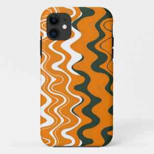 Zee avy Stripes Patroon (Oranje, wit, grijs) iPhone 11 Hoesje
