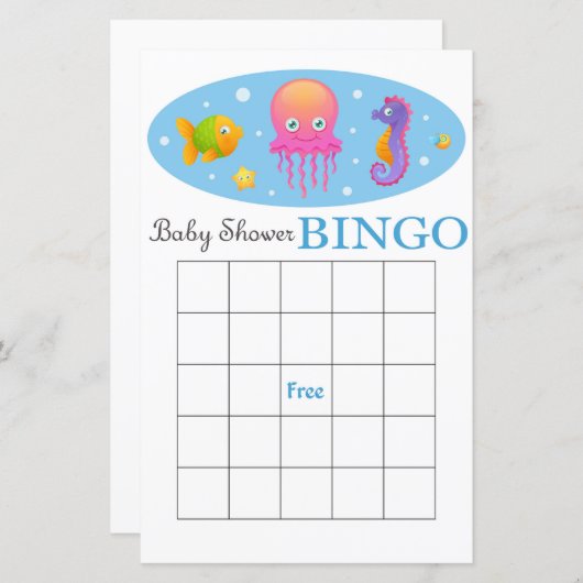 zee baby shower bingo card (Voorkant / Achterkant)