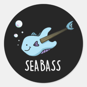 Zee Bass Funny Bass Guitar Fish Pun Dark BG Ronde Sticker