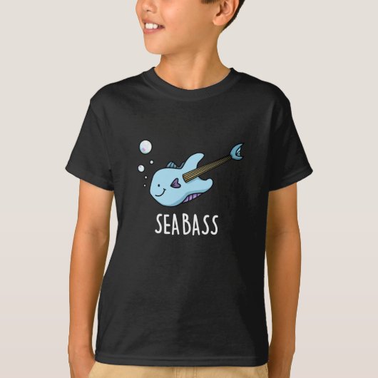 Zee Bass Funny Bass Guitar Fish Pun Dark BG T-shirt (Voorkant)