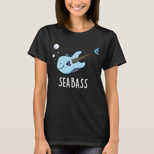 Zee Bass Funny Bass Guitar Fish Pun Dark BG T-shirt (Voorkant)