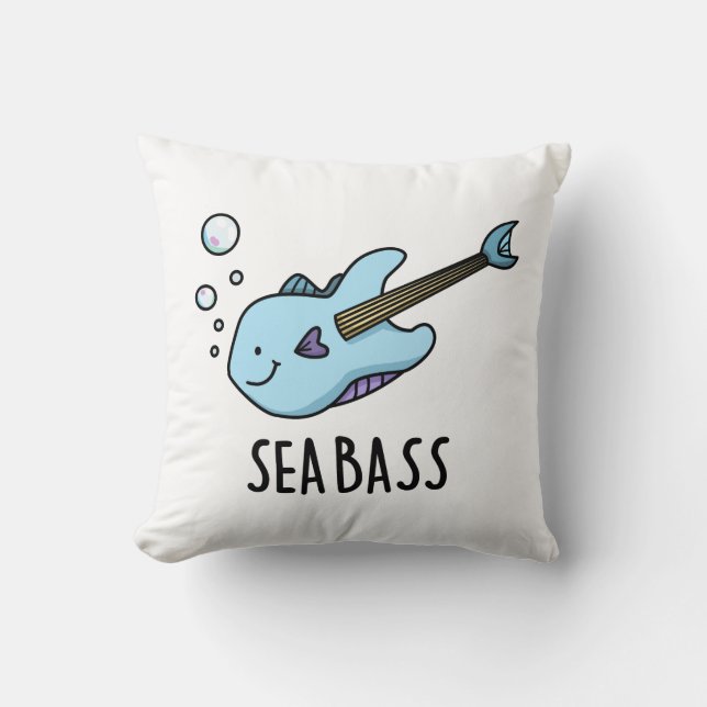 Zee Bass Funny Bass Guitar Fish Pun Kussen (Voorkant)