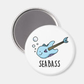 Zee Bass Funny Bass Guitar Fish Pun Magneet (Voorkant / Achterkant)