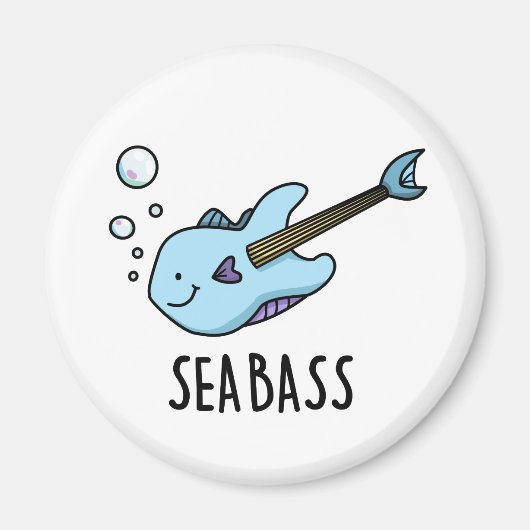 Zee Bass Funny Bass Guitar Fish Pun Magneet (Voorkant)
