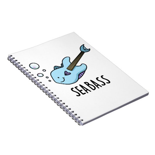 Zee Bass Funny Bass Guitar Fish Pun Notitieboek (Rechterzijde)