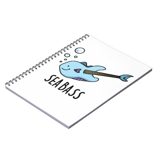 Zee Bass Funny Bass Guitar Fish Pun Notitieboek (Linkerzijde)