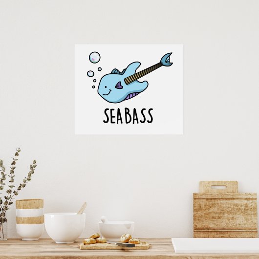 Zee Bass Funny Bass Guitar Fish Pun Poster (Keuken)