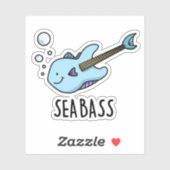 Zee Bass Funny Bass Guitar Fish Pun Sticker (Vel)