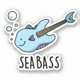 Zee Bass Funny Bass Guitar Fish Pun Sticker