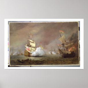 Zee Battle of the Anglo-Dutch Wars, c.1700 (olie o Poster