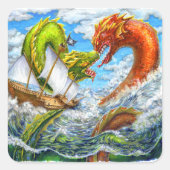 Zee Battle Vierkante Sticker (Voorkant)