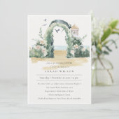 Zee Beach Floral Arch Botanisch Baby shower Invite Bedankkaart (Staand voorkant)
