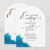 Zee Beach huwelijksuitnodiging |Kustbestemming Kaart (Voorkant / Achterkant)