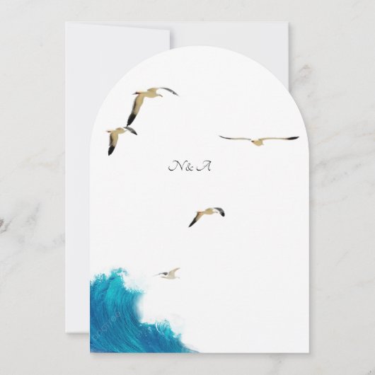 Zee Beach huwelijksuitnodiging |Kustbestemming Kaart (Achterkant)