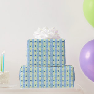 Zee Beach Starfish Blauwe en Groene Strepen Naadlo Cadeaupapier