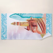 *~* Zee Beach Surf Board Zand Castle Beach Towel Strandlaken (Voorkant)