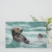 Zee bekijken otter briefpapier (Staand voorkant)