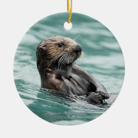 Zee bekijken otter keramisch ornament (Voorkant)