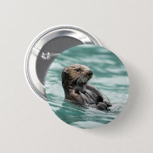 Zee bekijken otter ronde button 5,7 cm (Voorkant /achterkant)