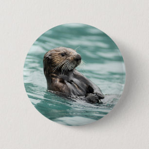 Zee bekijken otter ronde button 5,7 cm