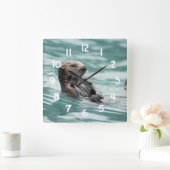 Zee bekijken otter vierkante klok (Huis)