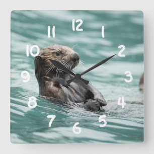 Zee bekijken otter vierkante klok