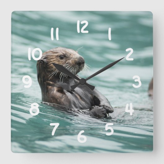 Zee bekijken otter vierkante klok (Voorkant)