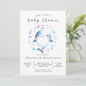 Zee bewerkbaar walvis Baby shower Kaart (Staand voorkant)