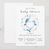 Zee bewerkbaar walvis Baby shower Kaart (Voorkant / Achterkant)