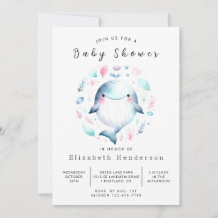 Zee bewerkbaar walvis Baby shower Kaart