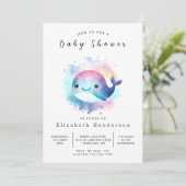 Zee bewerkbaar walvis Baby shower Kaart (Staand voorkant)