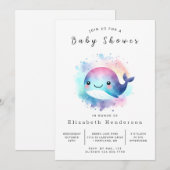 Zee bewerkbaar walvis Baby shower Kaart (Voorkant / Achterkant)