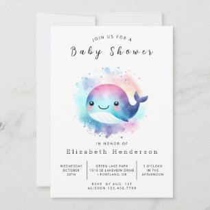 Zee bewerkbaar walvis Baby shower Kaart